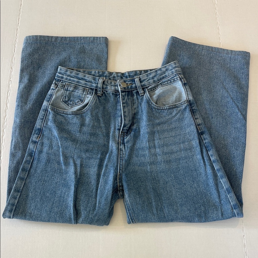 Classic Blue Denim Jeans Wide Leg Size Small